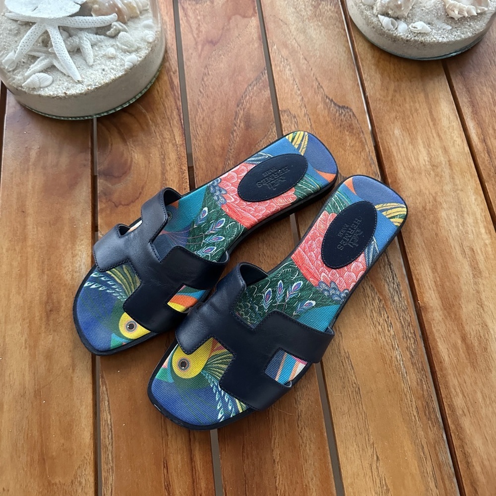 Authentic Hermes ORAN Multicolor Sandals